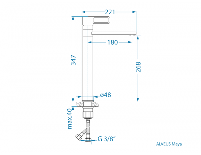 dimenzije kuhinjske armature Aveus Maya