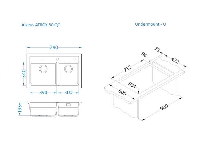 Dimenzije pomivalnika Atrox 50