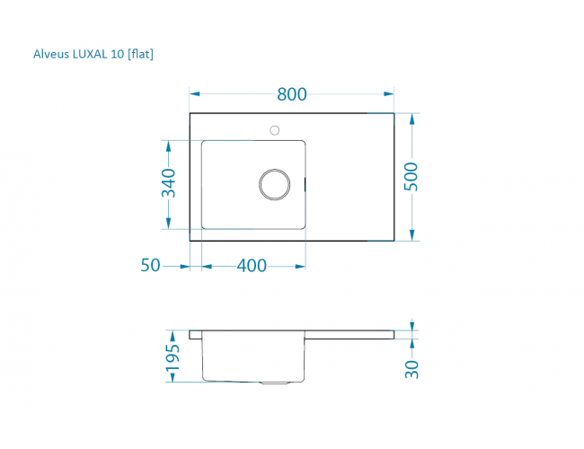 Dimenzije korita Alveus Luxal 10